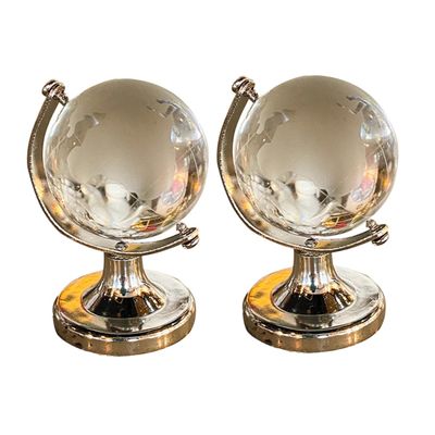 Abaodam 2pcs Creative Miniature Crystal Globe Rotatable Geographic Globe Decor for Home Office Desktop Ornament Adornment
