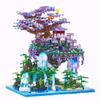 AERFGDE Cherry Blossom Tree Building Set, Hanging Garden Cherry Blossom Tree House with LED Light, Chinese Wonderland Architecture Building Kit, Micro Bricks Cherry Bonsai Tree Building Set, 4574Pcs view 1