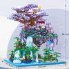 AERFGDE Cherry Blossom Tree Building Set, Hanging Garden Cherry Blossom Tree House with LED Light, Chinese Wonderland Architecture Building Kit, Micro Bricks Cherry Bonsai Tree Building Set, 4574Pcs view 3