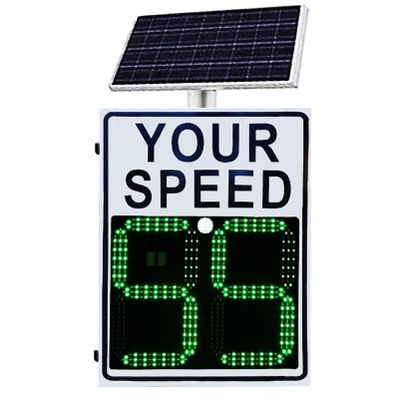 Solar Traffic Speed Display, Wireless Speed Sign,with Radar 2 Digits LED Panel/Remote Control, for Roads, Vehicles (White 60x90cm)