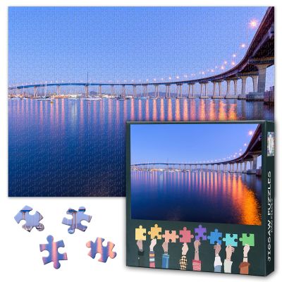 1000 Piece Jigsaw Puzzle for Adults Coronado Bridge at Dusk San Diego Bay California Scenic Cityscape Suspension Bridge Puzzle Wall Art Decor 27.5x19.7 Inch