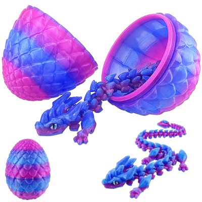 3D Printed Dragon Eggs with Dragon Inside, Articulated Dragons Toy with Eyes, Mystery Crystal Fidget Animal Toys For Home Decor Executive Desk ,Easter Basket Stuffers Gift for Kids(Nebula Sunset)