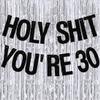 30th Birthday Decorations Banner for Women Men Pre-Strung Black Glitter Birthday Decoration Sign Funny Bday Supplies Banner view 1