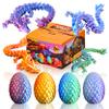 Veloz [4-Pack] Easter Basket Stuffers - Prefilled Dragon Eggs with 3D Printed Crystal Dragons Inside. Safe Rounded Edges Fidget Toys in Gift Box, Mystery Surprise for Kids view 1