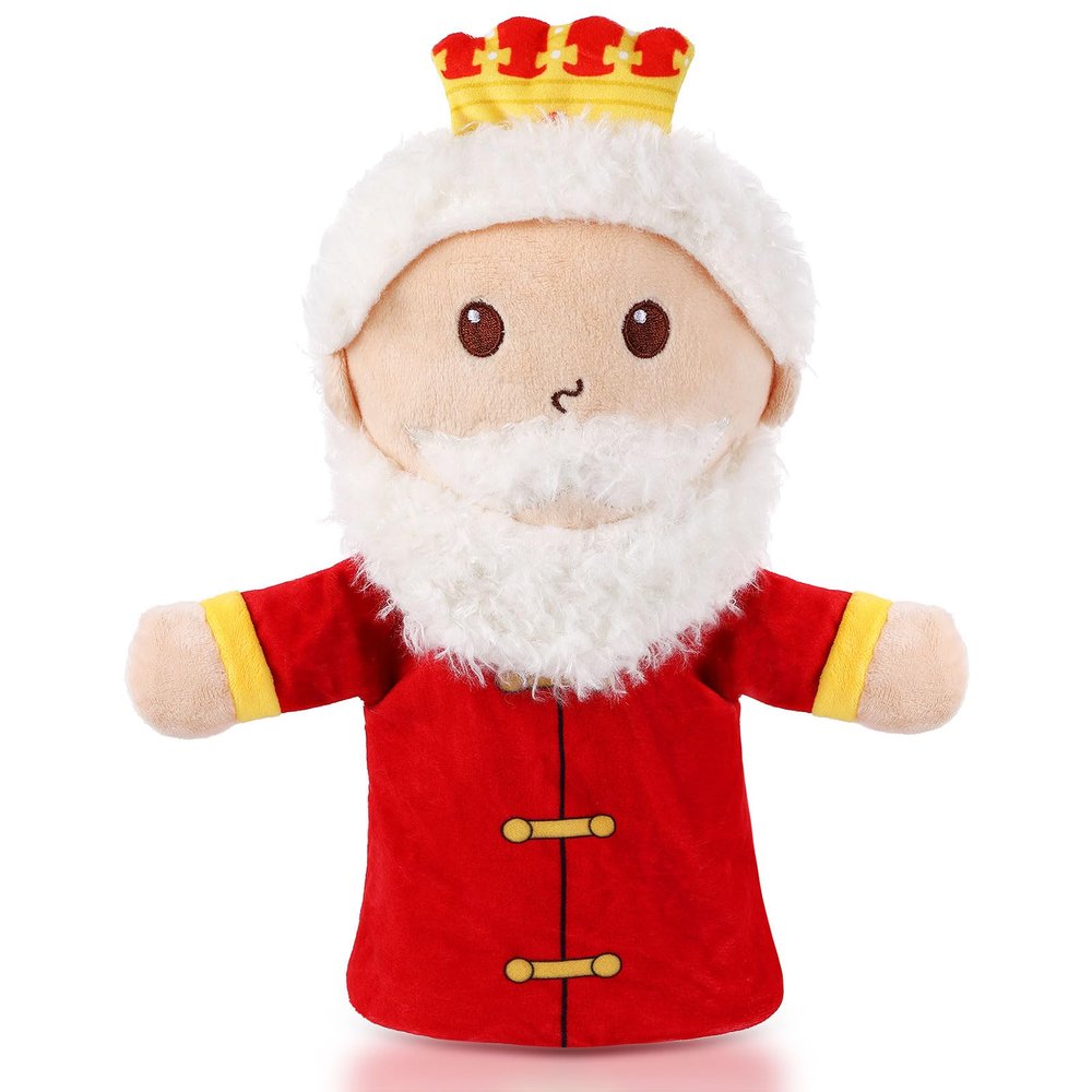 Castle Hand Puppets Fairy Tales Queen & King, Princess & Prince, Elf & Witch Plush Toys Role-Play Toy Puppets for Kids Storytelling Imaginative Pretend Play Teaching Preschool(King)