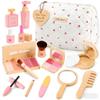 AINIOKA Wooden Makeup Toy Set for Girls: Pretend Makeup Play Set for Toddlers 3-5 - Kids Makeup Set with Eyeshadow/ Mascara/ Mirror/ Bag - Gifts Toys for 3 4 5 6 7 8 Years Old Kids Children view 1