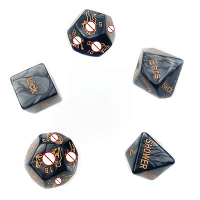 Black 5 Dice, Engraved with Clear Action Patterns, Game Accessory Dice, Couple Gift - H12