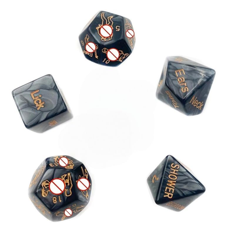 Black 5 Dice, Engraved with Clear Action Patterns, Game Accessory Dice, Couple Gift - H12