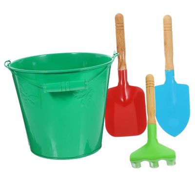 Toddmomy Beach Sand Bucket with Thickened Iron Material Safe and Sand Shovels for Outdoor Play Comfortable Grip and Rounded Edges for Creative Beach Fun Random Color
