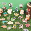 24Pack Wood Football Craft Kit, Unfinished Wooden Football Keychains with 24 Magnetic Stickers Blank DIY Crafts Wooden Hanging Ornaments Keychains for DIY Project Sport Themed Party Favors Decoration view 4