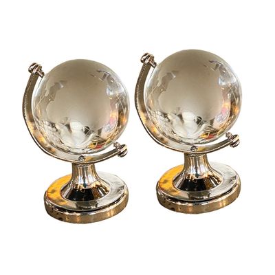 DECHOUS 2pcs Mini Crystal Globe Desk Decor with Smooth Borosilicate Glass Rotatable Geographic World Globe Ornaments for Home Office Desktop Decoration Creative Gift