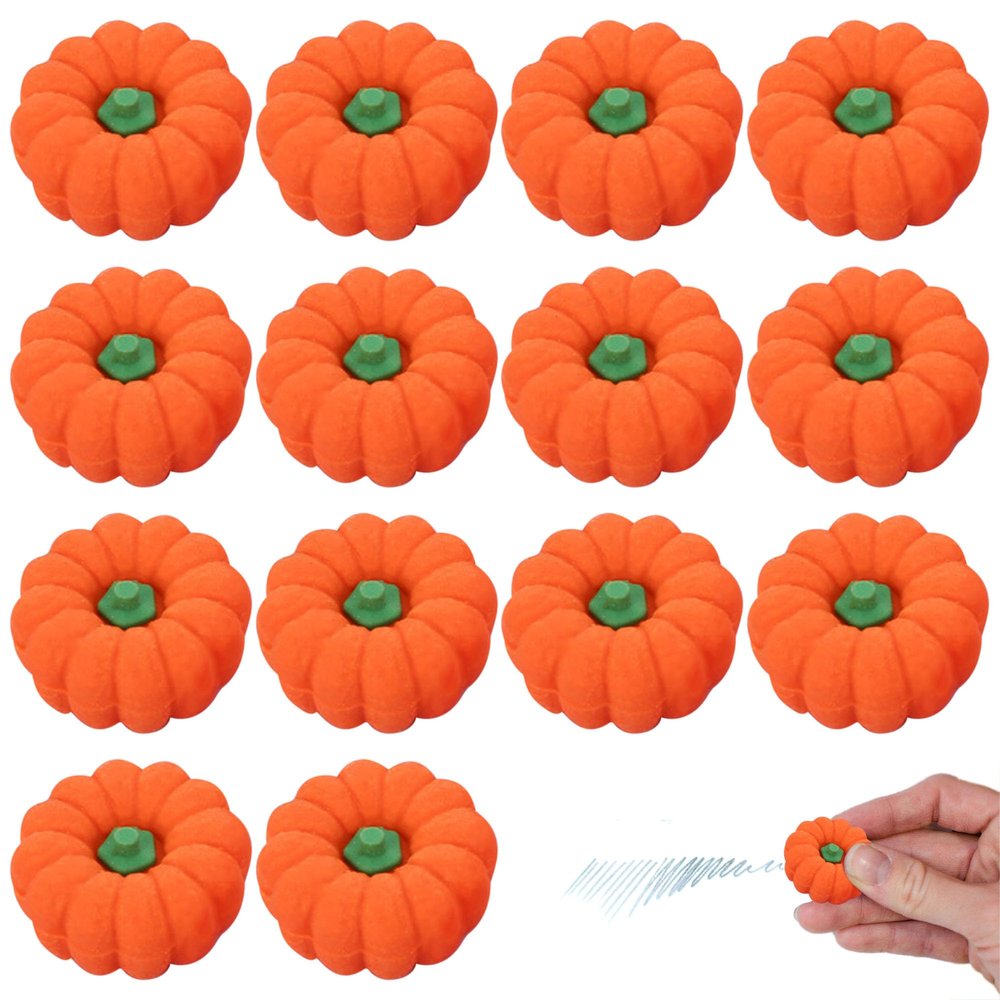 15Pcs Mini Fall Pumpkin Erasers, Cute Tiny Thanksgiving Erasers for Novelty Pencil Eraser Stationery for Halloween Fall Thanksgiving Party Favor Classroom Prizes Homework Rewards Gifts