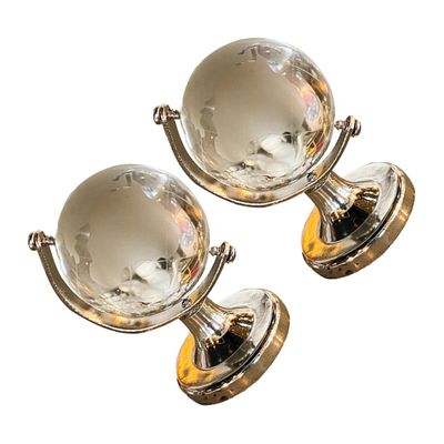 Toyvian 2pcs Creative Mini Crystal Globe Desktop Decor Rotatable Geographic Globe Ornaments for Office and Home Unique Educational Adornment Gift