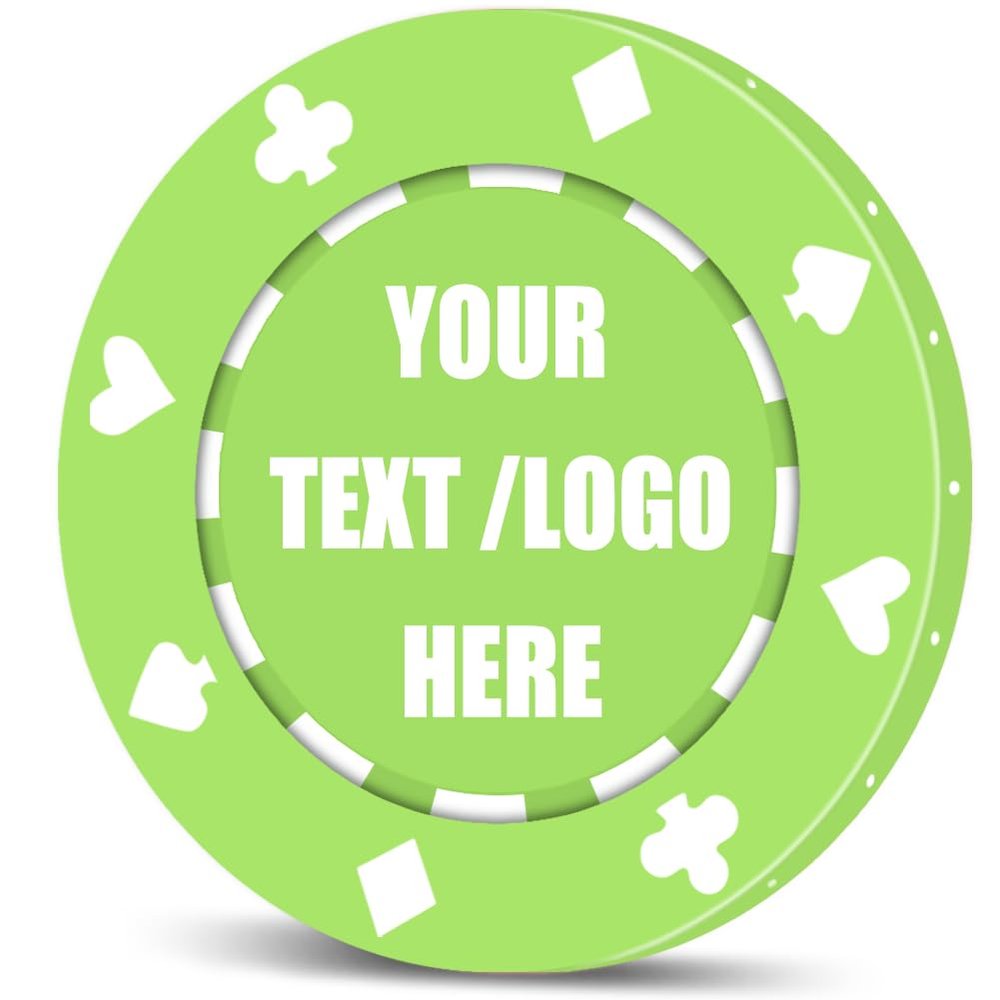 11 Grams Custom Poker Chips|Personalized Poker Chips|Custom with Logo,Text|Double-Sided Full-Color Printing|Bar Drink Tokens,Golf Ball Markers,Wedding Favors,Poker Games,Casino Nights (A,Light Green)