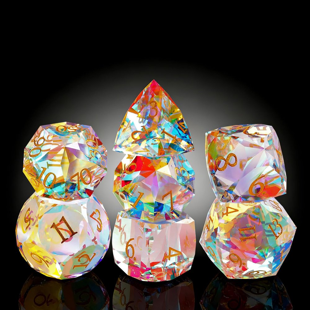 7-Piece Diamond Cut Dice Set for Dungeons and Dragons (D&D) | RPG & Tabletop Games | Premium Gift Box & Durable Design