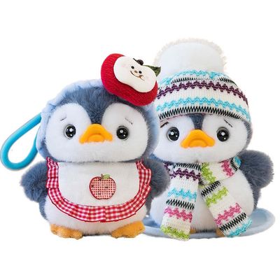 2 PCS Mini Stuffed Animals Penguin Plush Toys6 Inch Cute Soft Small Penguin Stuffed Animals HangingPlush Penguin Keychain for Birthday Christmas OrnamentGifts for Boys Girls (Apple + Snowman2 Pcs)