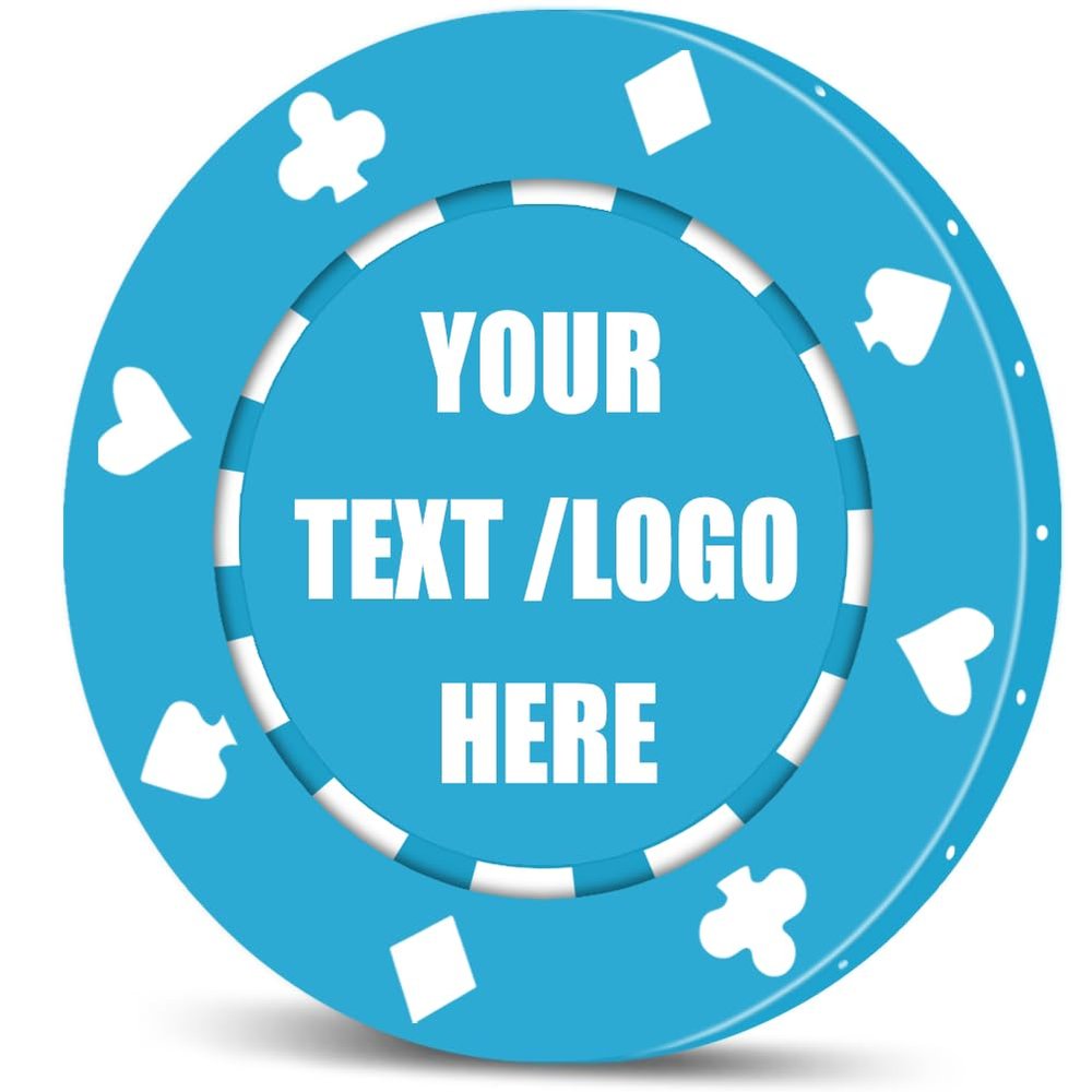 11 Grams Custom Poker Chips|Personalized Poker Chips|Custom with Logo,Text|Double-Sided Full-Color Printing|Bar Drink Tokens,Golf Ball Markers,Wedding Favors,Poker Games,Casino Nights (Light Blue)