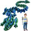 24in Medium 3D Printed Articulated Dragons Toy with Eyes, Stress Relief 3D Printed Toys for Anxiety & ADHD,Unique Mystery Crystal Fidget Animal for Home Office Decor Laser Green view 1
