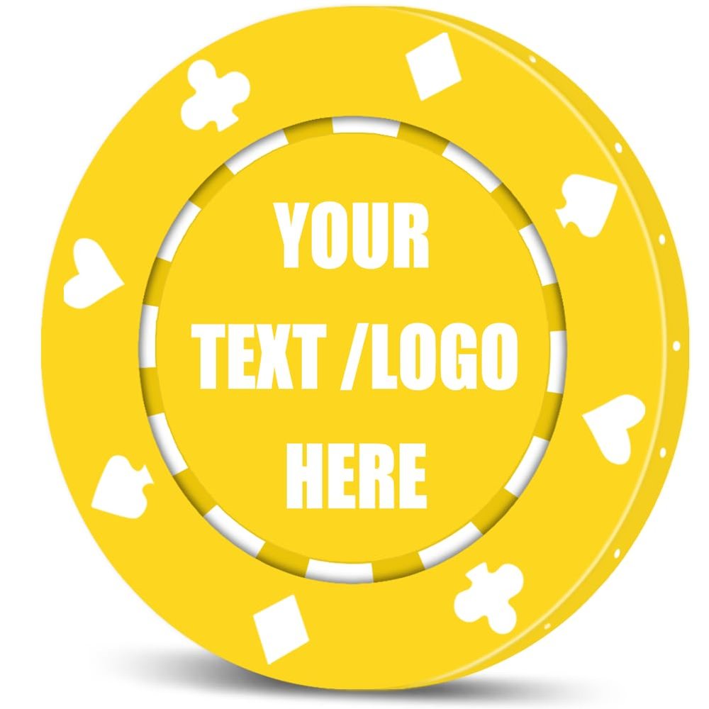 11 Grams Custom Poker Chips|Personalized Poker Chips|Custom with Logo,Text|Double-Sided Full-Color Printing|Bar Drink Tokens,Golf Ball Markers,Wedding Favors,Poker Games,Casino Nights (A,Yellow)