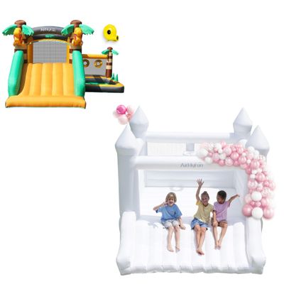 AirMyFun Inflatable Dinosaur Theme and White Party Bounce House