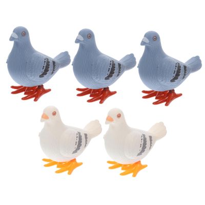 FRCOLOR 5Pcs Wind Up Pigeon for Plastic Simulation Playthings with Cute Cartoon Design Easy to Use Walking Clockwork Decorative Party Favors for Boys Random Color