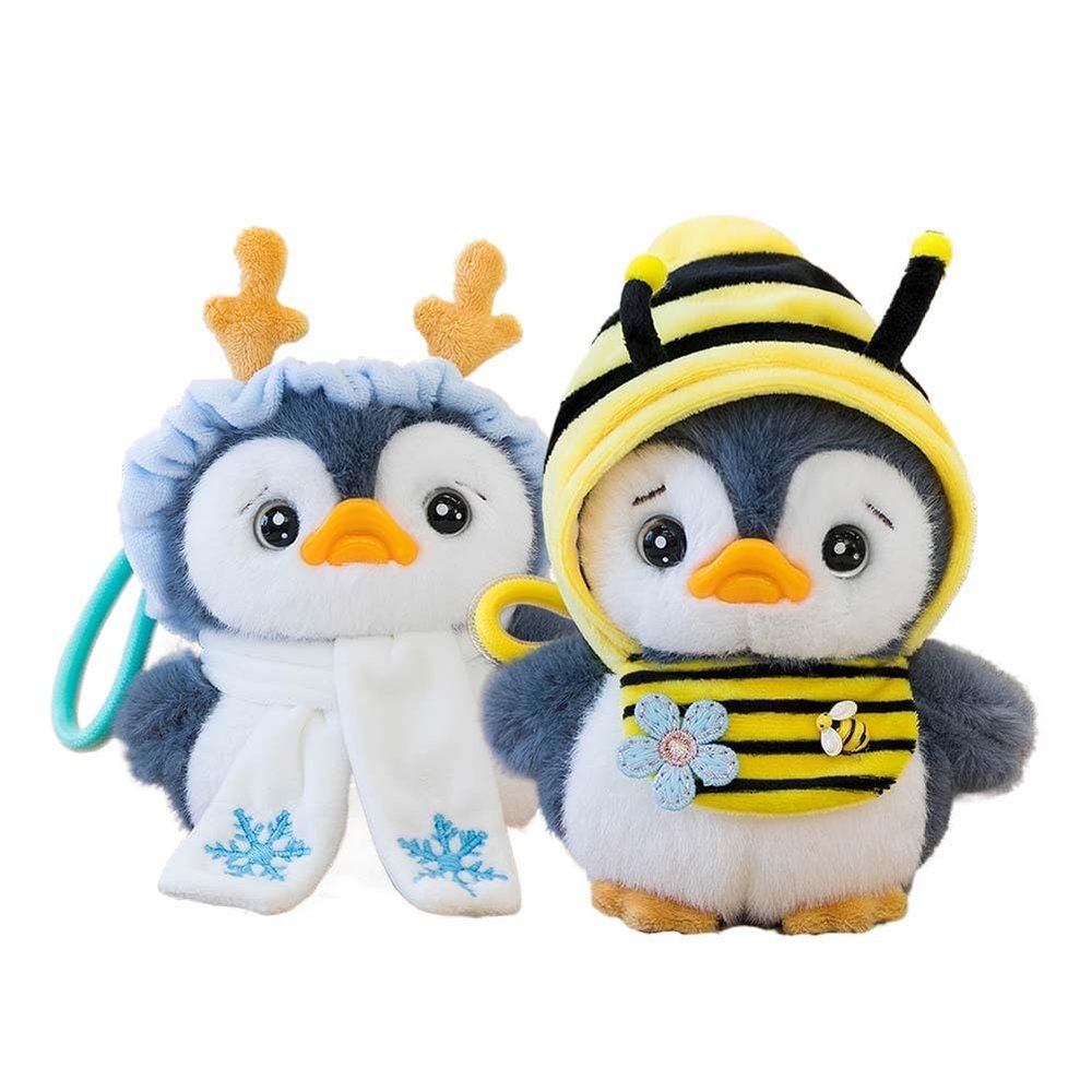 2 PCS Mini Stuffed Animals Penguin Plush Toys6 Inch Cute Soft Small Penguin Stuffed Animals HangingPlush Penguin Keychain for Birthday Christmas OrnamentGifts for Boys Girls (Deer + Bee2 Pcs)