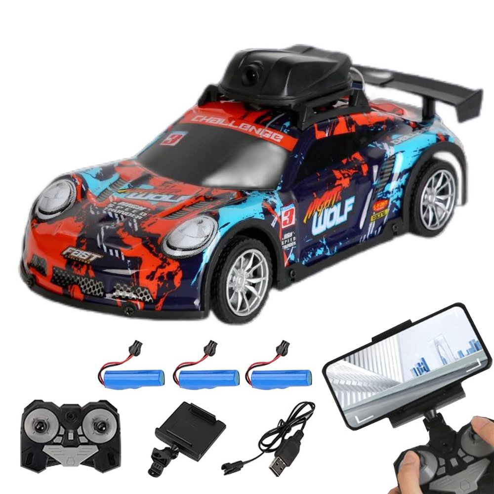 Actualia Mini Drift RC Car with Camera & LED Lights, 4CH Electric Racing Sports Cars 2.4Ghz Remote Control Vehicle Model Gift for Adults Hobby Beginners (RTR Version)