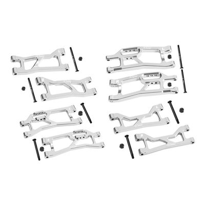 Aluminum 7075 Alloy Front + Rear (Upper & Lower) Suspension Arms for Traxxas 1/16 Mini XRT VXL-3S 108076-1 Monster Truck Upgrades - Silver