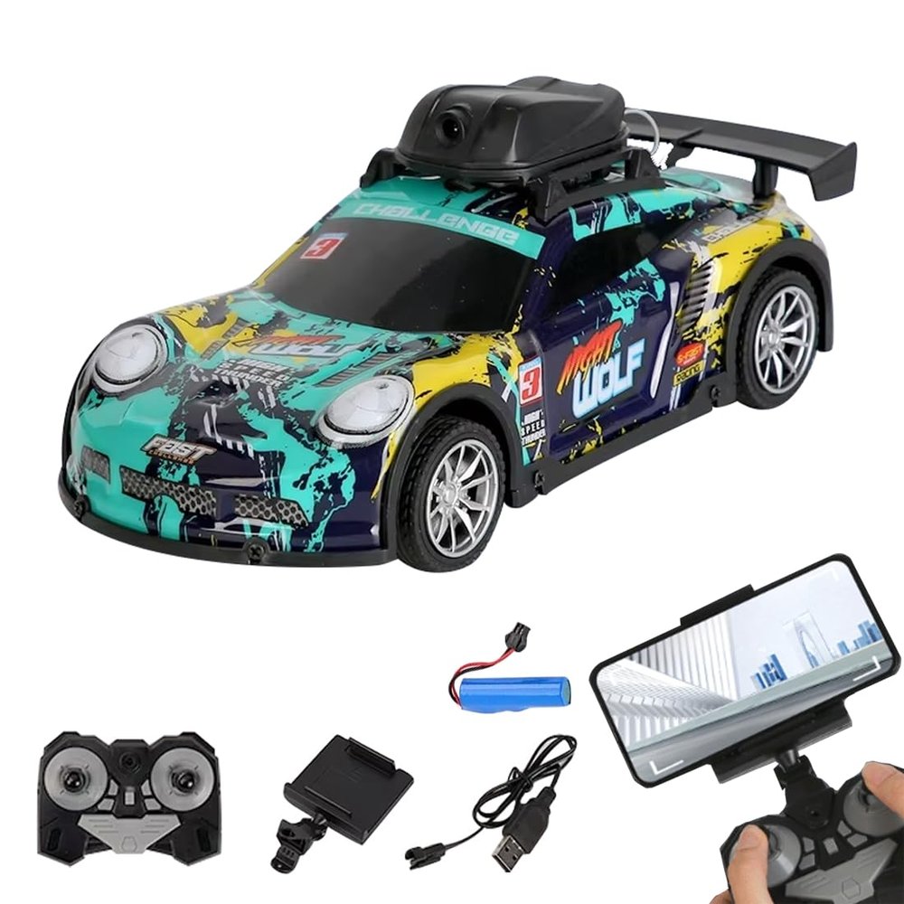 Actualia Mini Drift RC Car with Camera & LED Lights, 4CH Electric Racing Sports Cars 2.4Ghz Remote Control Vehicle Model Gift for Adults Hobby Beginners (RTR Version)