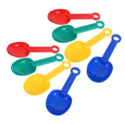 BCOATH 8pcs Plastic Beach Shovels Sand Scoops in Red Yellow Blue Green Safe Mini Digging Tools for Boys Outdoor Beach Party and Sandbox Play
