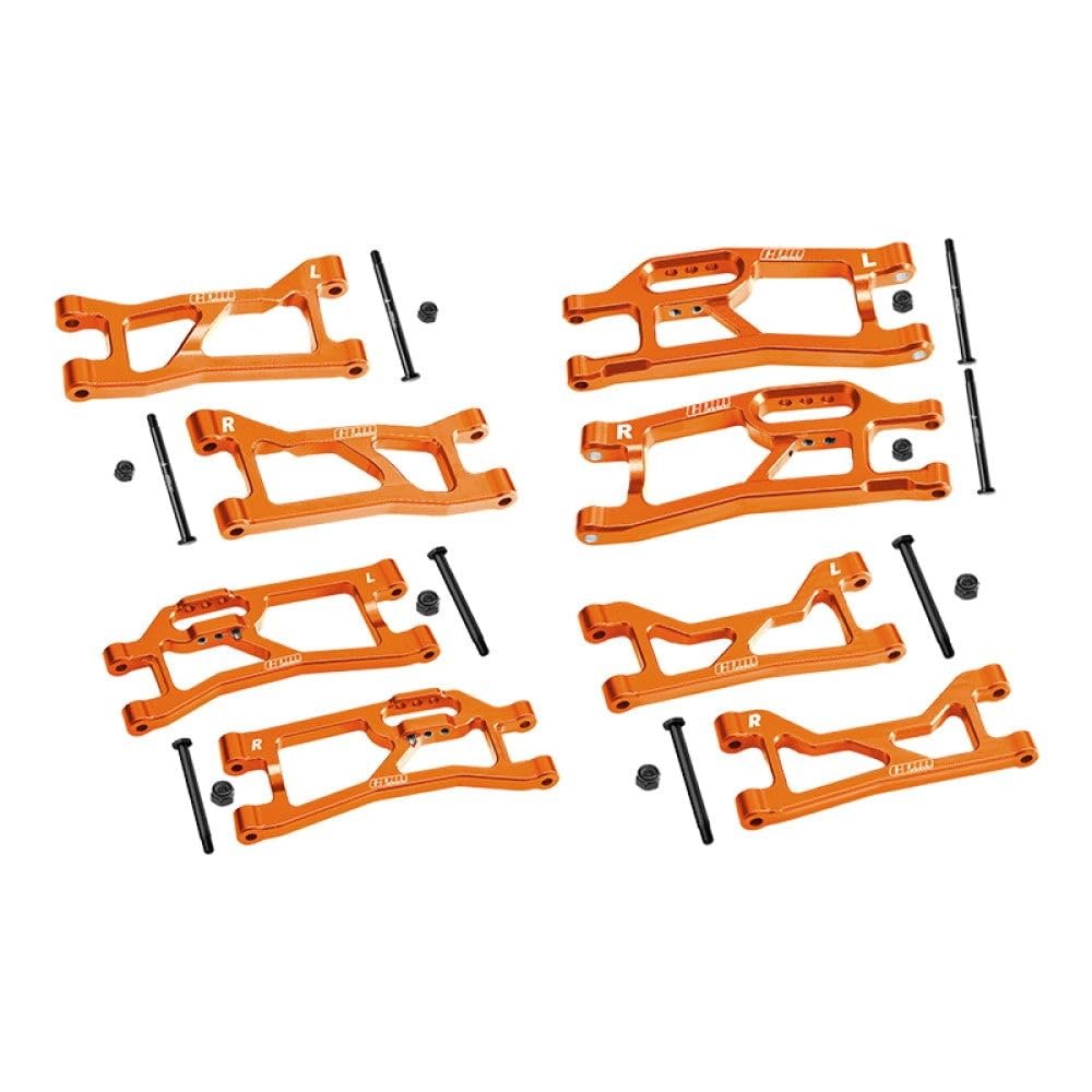 Aluminum 7075 Alloy Front + Rear (Upper & Lower) Suspension Arms for Traxxas 1/16 Mini XRT VXL-3S 108076-1 Monster Truck Upgrades - Orange