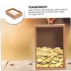 Abaodam Multi Functional Wooden Piggy Bank with Acrylic Window Money Saving Box and Photo Frame for Home Office Gifts Compact Coin Storage and Display view 4