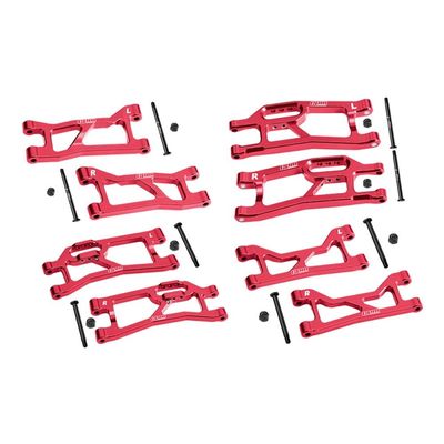 Aluminum 7075 Alloy Front + Rear (Upper & Lower) Suspension Arms for Traxxas 1/16 Mini XRT VXL-3S 108076-1 Monster Truck Upgrades - Red