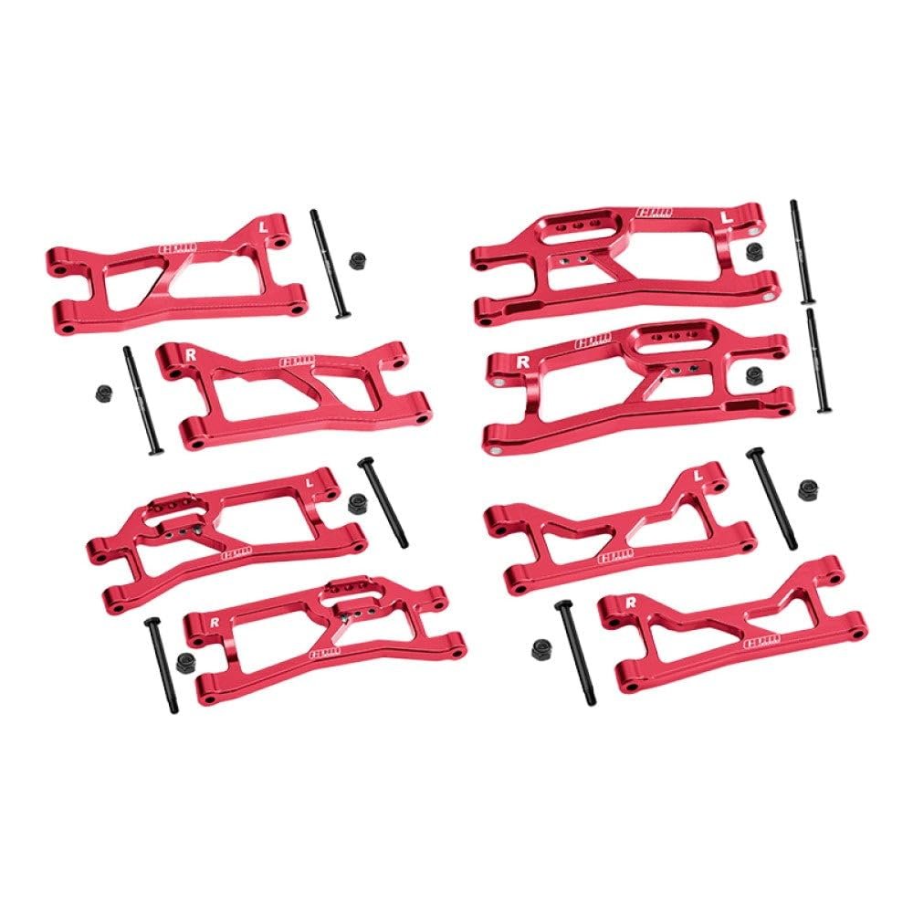 Aluminum 7075 Alloy Front + Rear (Upper & Lower) Suspension Arms for Traxxas 1/16 Mini XRT VXL-3S 108076-1 Monster Truck Upgrades - Red
