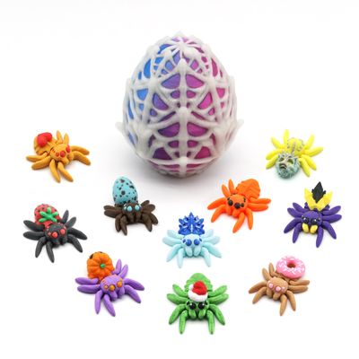 3D Printed Spider Egg with 10 Unique Spiders Inside, 3D Printed Animals Fidget Toys, Easter Basket Stuffers, Easter Gifts for Kids, Prefilled Easter Eggs with Toys, Easter Egg Fillers for Boys Girls