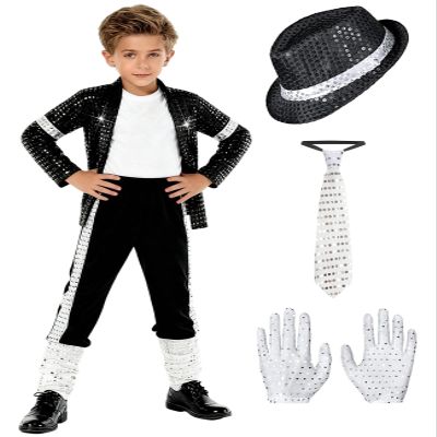 ACLGCSU Dance Costumes for Kid, 80s 90s Star Outfit Set for Boys Cosplay Halloween Role Play Party Dress Up