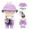 Clothes for LABUBU 17cm Doll (NO Doll)  6-Piece Set, Hat + Overalls + Shirt + Camera + Glasses + Shoes, Outfit for LABUBU, Premium Dolls Accessories for LABUBU (Purple) view 2