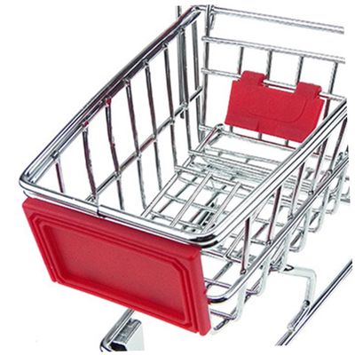 DECHOUS Mini Shopping Cart for Pretend Play with Metal Electroplated Frame Smooth Rolling Wheel Grocery Trolley Multipurpose Storage Basket for Desk Accessories Random Color Random Color