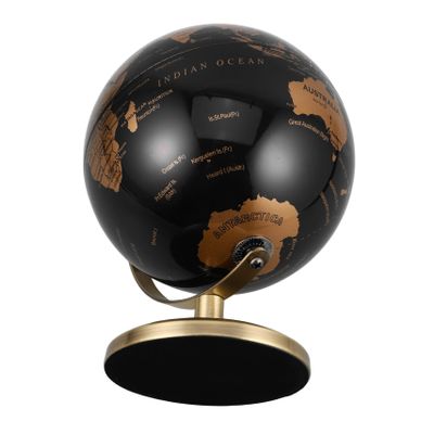 FELTECHELECTR European Style Vintage Desktop Earth Globe Rotating Antique Decorative Desk Ornament with Black Gold English Map for Home Office Decor