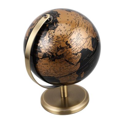CORHAD Vintage Rotating Globe with Antique Black Gold Finish and Bronze Stand Elegant European Desk Table Ornament for Home and Office Decor Easy to Clean Decorative Globe with