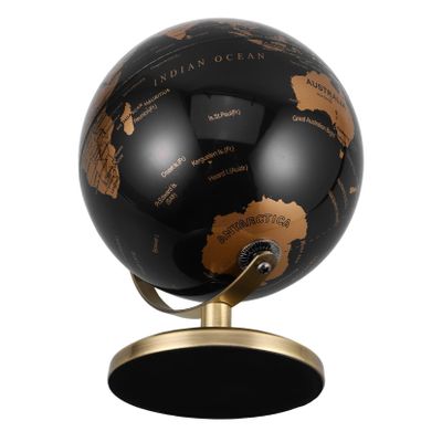 CIYODO Desktop Globe European Vintage Style Rotatable Globe with Antique Bronze Stand Elegant Black Gold Office Decor for Home and Desk Educational and Decorative World Ornament