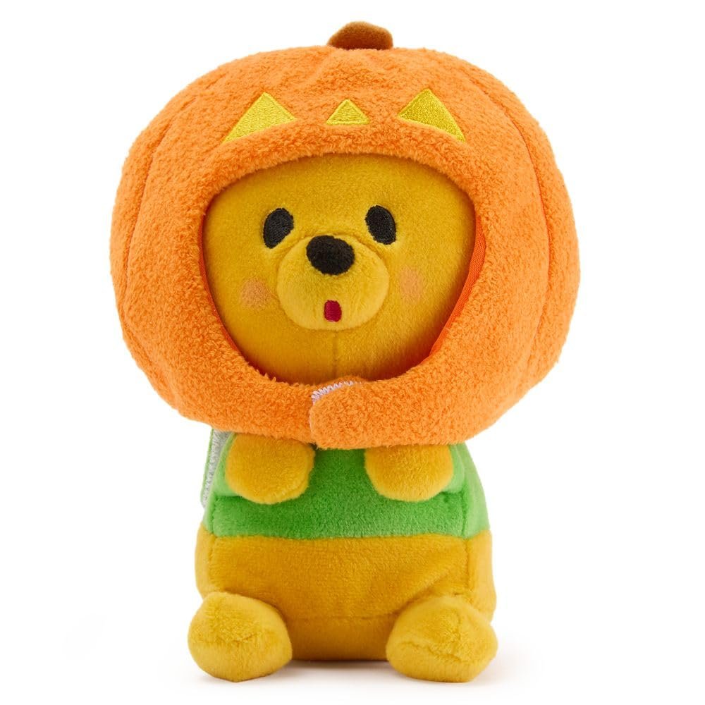 Disney Store Official Mini Mix-Its Plushies  Halloween Pooh - Cute Stuffed Animals - Mix & Match Detachable Hats - Hook and Loop Strap - Plush Toys for Kids and Collectors, 7 Inch