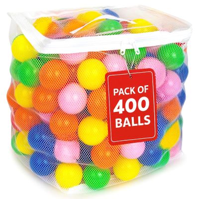 MW SPORTS Play Balls for Ball Pit, Plastic Crush Proof, Phthalate & BPA Free, Assorted Colors. (400 Balls)