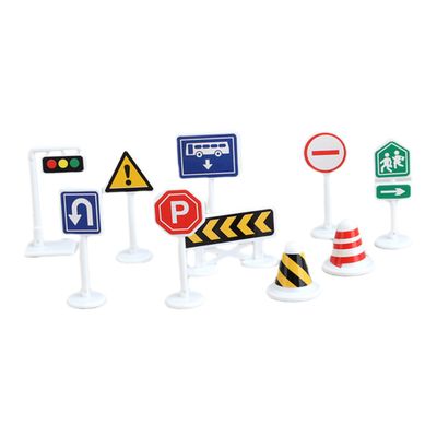 DECHOUS 10pcs Mini Traffic Barricade Signs for Bright Road Sign Models for Early Learning Safety Traffic Signal for Parent Interaction and Educational Play