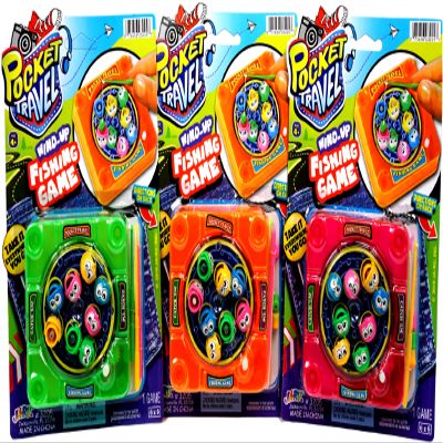 JA-RU Pocket Travel Magnetic Fishing Game (3 Toys Assorted Colors) Classic Rotating Mini Family Board Games for Kids. Preschool Educational Travel Car Games. Bulk Party Favors Birthday Gifts. 3205-3