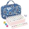 American Mahjong Tile Set,166 Tiles White Pink Acrylic Carving Tiles,Mahjong Game Set with Portable Travel case(Racks Not Included) view 4