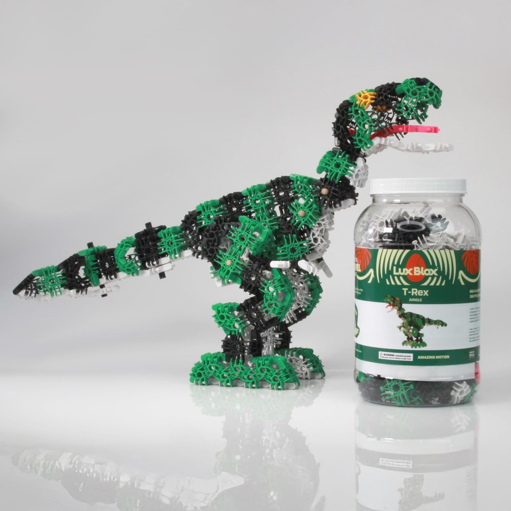 Lux Blox Dinosaur Building Set, Construction Toy, Educational STEM STEAM Building Blocks. for Boys&Girls, Ages 6+ Gift Ideas. Impresive Size, Design, Articulation and Motion (T-Rex Jungle)