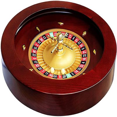 YXKJZHF Casino Turntable, 18in Red Mahogany Roulette Wheel Set with Double-Zero Layout, Casino Grade Precision Bearings