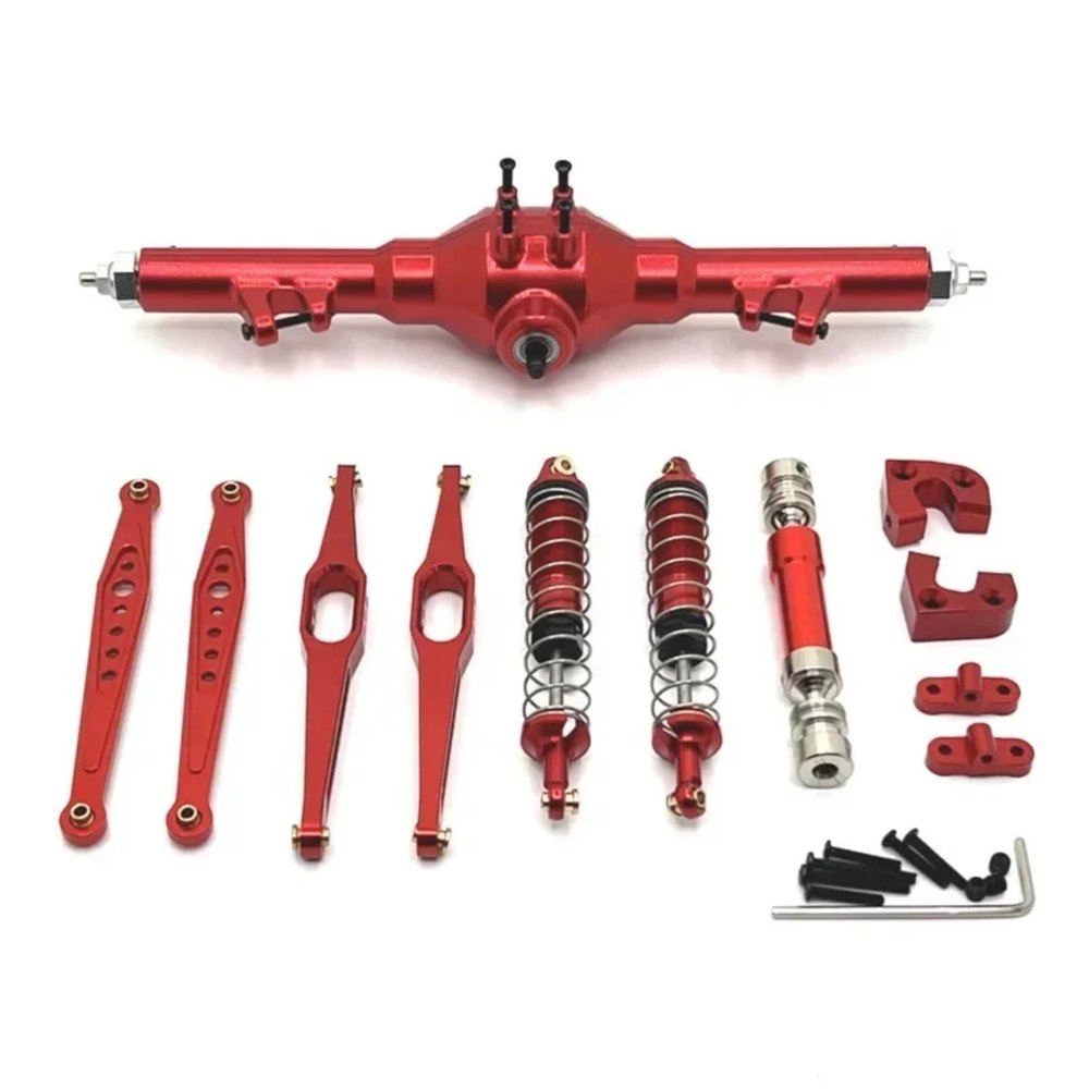 SERBNOPG for Wltoys 124006 12423 12427 12428 12429 1/12 Metal Rear Axle Drive Shaft Shock Absorber Trailing Arms RC Car Parts Replacement Use RC Car Upgrade Part(Red)