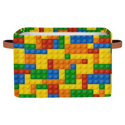 Ackutea Nursery Decor Storage Bins - Colorful Building Blocks Large Collapsible Rectangle Shelf Closet Organizer Baskets for Kids Dirty Clothes, Bedroom,Bathroom,Toy Bin,Gift Basket